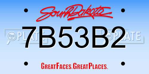 7B53B2 South Dakota License Plate