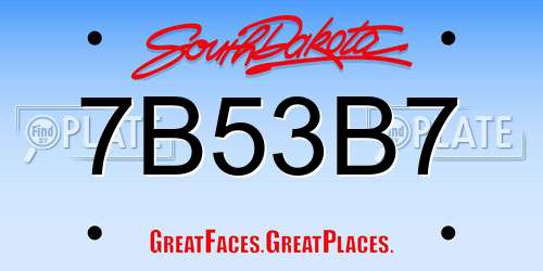 7B53B7 South Dakota License Plate