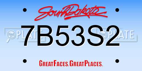 7B53S2 South Dakota License Plate