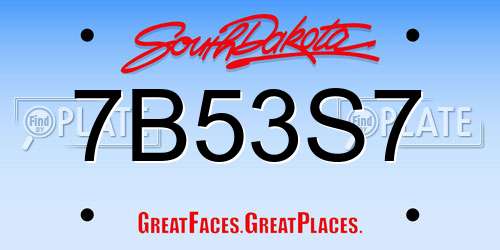 7B53S7 South Dakota License Plate