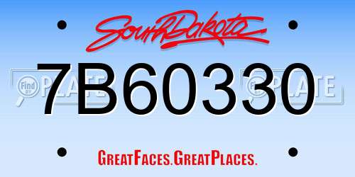 7B60330 South Dakota License Plate