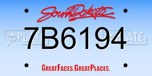7B6194 South Dakota License Plate