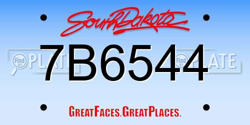 7B6544 South Dakota License Plate