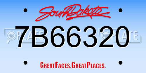 7B66320 South Dakota License Plate