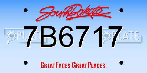 7B6717 South Dakota License Plate