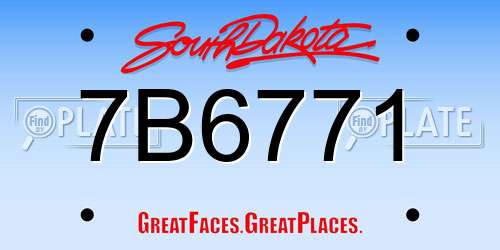7B6771 South Dakota License Plate