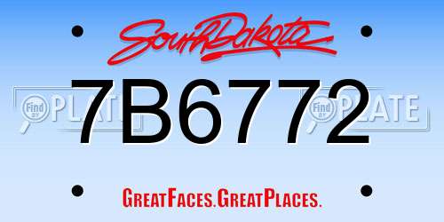 7B6772 South Dakota License Plate