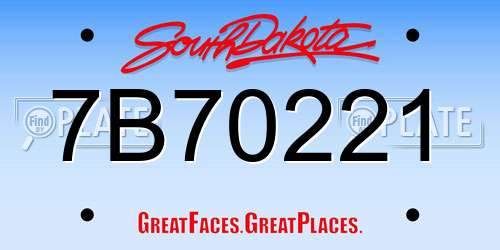 7B70221 South Dakota License Plate