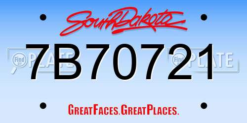 7B70721 South Dakota License Plate