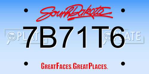 7B71T6 South Dakota License Plate