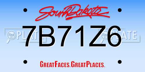 7B71Z6 South Dakota License Plate