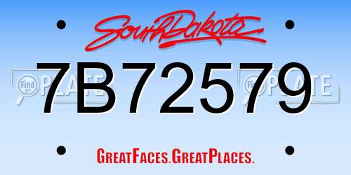 7B72579 South Dakota License Plate