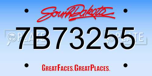7B73255 South Dakota License Plate