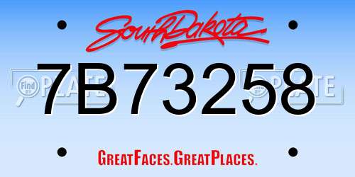 7B73258 South Dakota License Plate
