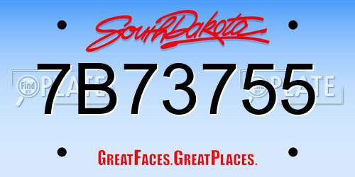 7B73755 South Dakota License Plate