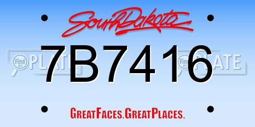 7B7416 South Dakota License Plate