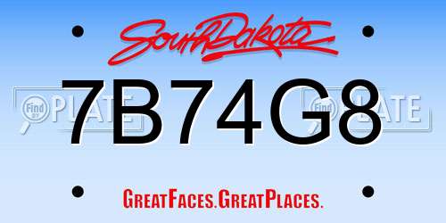 7B74G8 South Dakota License Plate