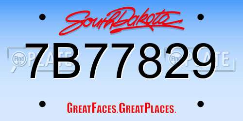 7B77829 South Dakota License Plate