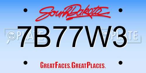 7B77W3 South Dakota License Plate