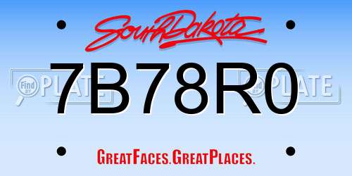 7B78R0 South Dakota License Plate