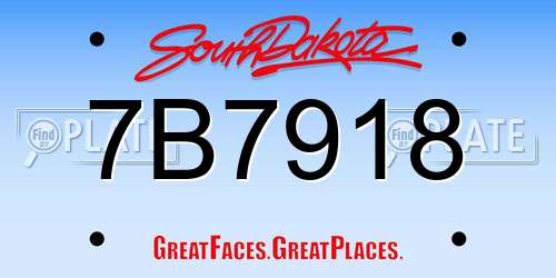 7B7918 South Dakota License Plate