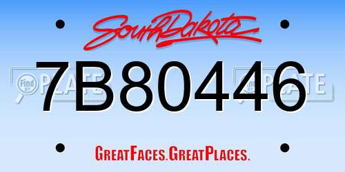 7B80446 South Dakota License Plate