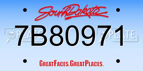 7B80971 South Dakota License Plate