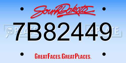 7B82449 South Dakota License Plate