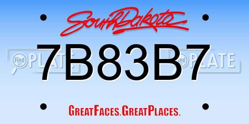 7B83B7 South Dakota License Plate