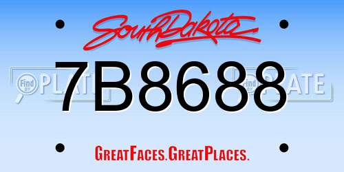 7B8688 South Dakota License Plate