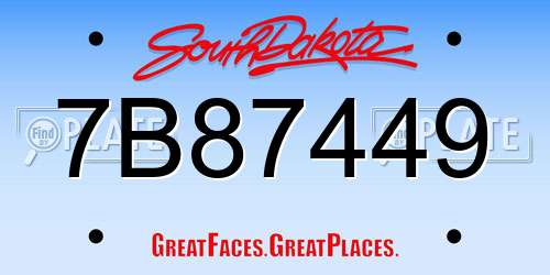 7B87449 South Dakota License Plate