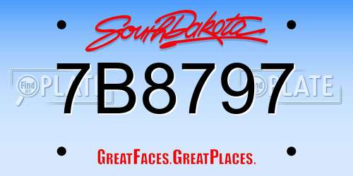 7B8797 South Dakota License Plate
