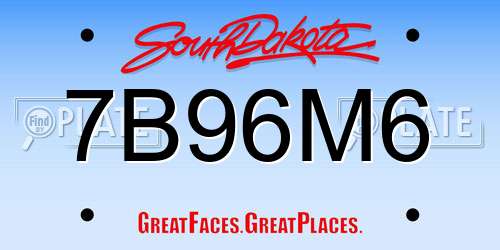 7B96M6 South Dakota License Plate