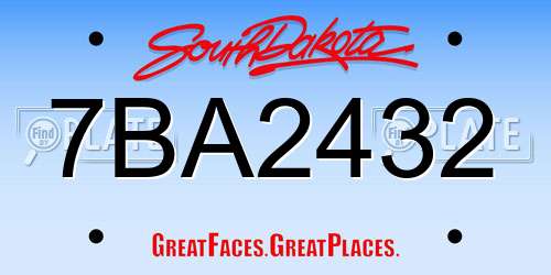 7BA2432 South Dakota License Plate