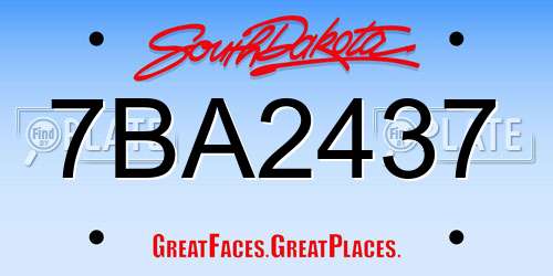 7BA2437 South Dakota License Plate