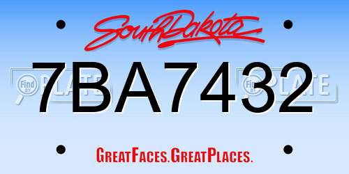 7BA7432 South Dakota License Plate