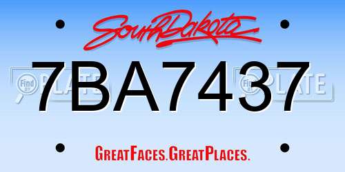 7BA7437 South Dakota License Plate