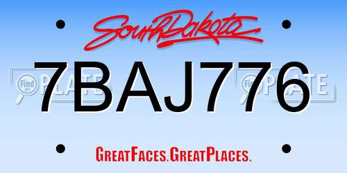 7BAJ776 South Dakota License Plate