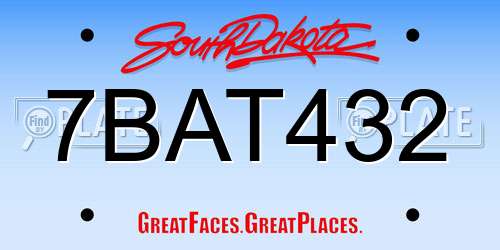 7BAT432 South Dakota License Plate