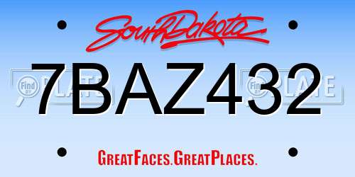 7BAZ432 South Dakota License Plate