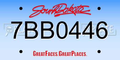 7BB0446 South Dakota License Plate