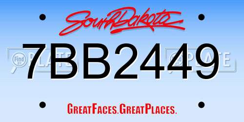 7BB2449 South Dakota License Plate