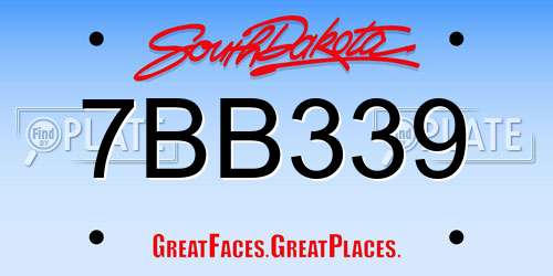 7BB339 South Dakota License Plate