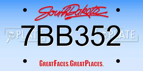 7BB352 South Dakota License Plate