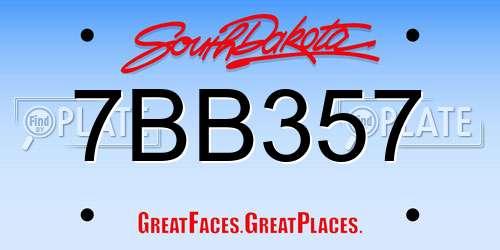 7BB357 South Dakota License Plate