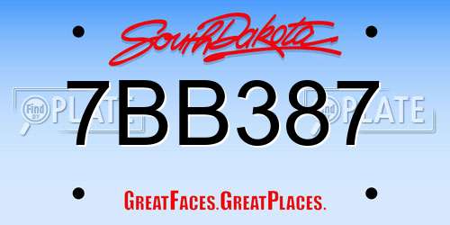 7BB387 South Dakota License Plate