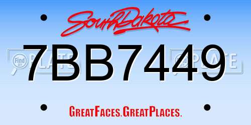 7BB7449 South Dakota License Plate