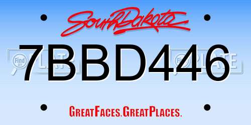 7BBD446 South Dakota License Plate