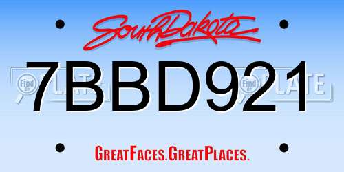 7BBD921 South Dakota License Plate
