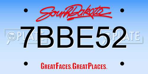 7BBE52 South Dakota License Plate